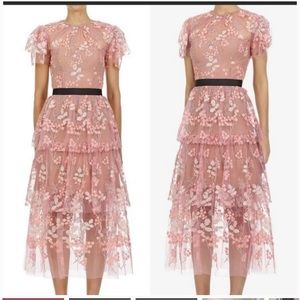 TAILORED SELF PORTRAIT floral - embroidered tiered maxi dress. WORN ONCE